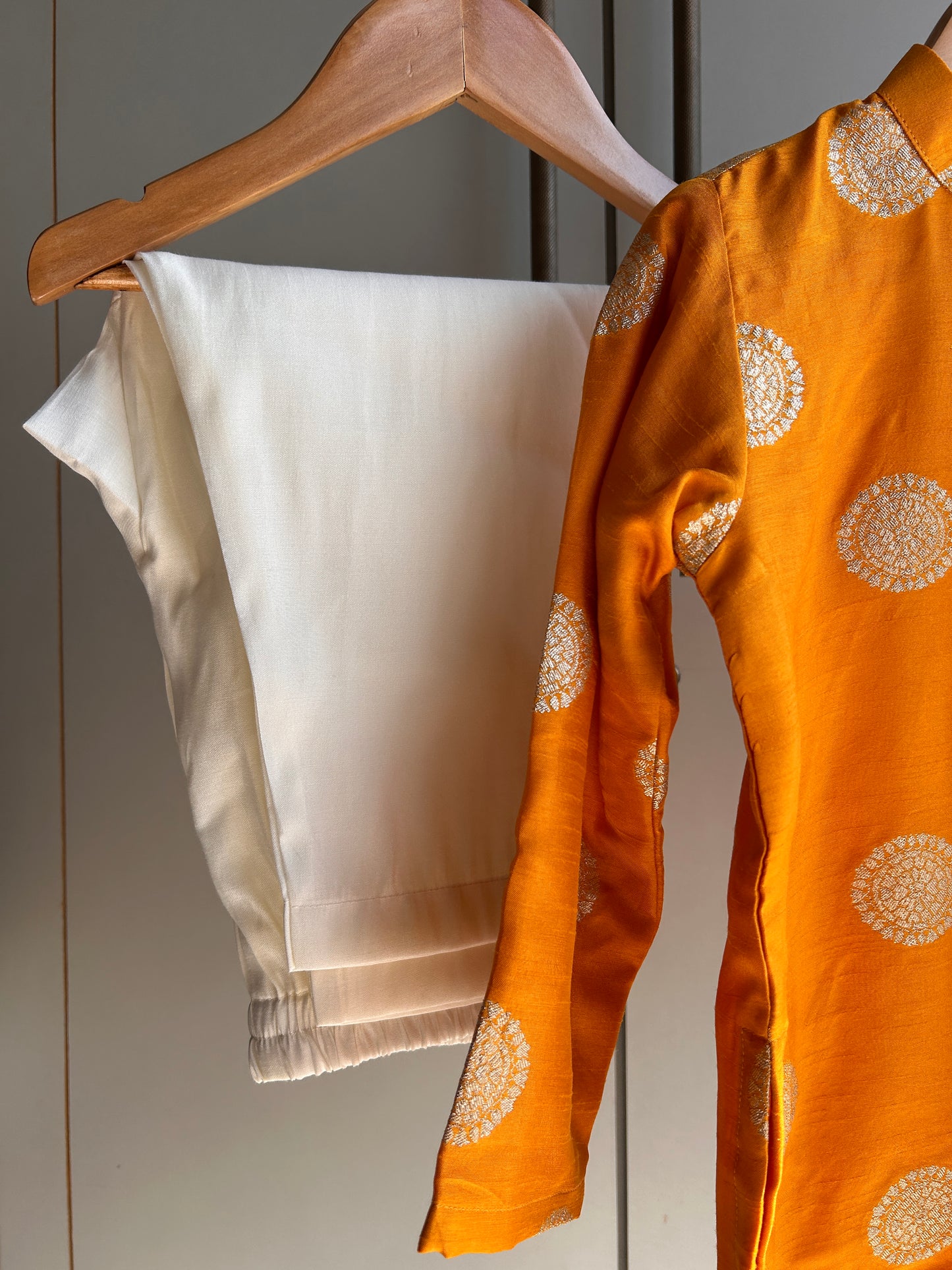Yellow Festive Silk Kurta With Pyjama