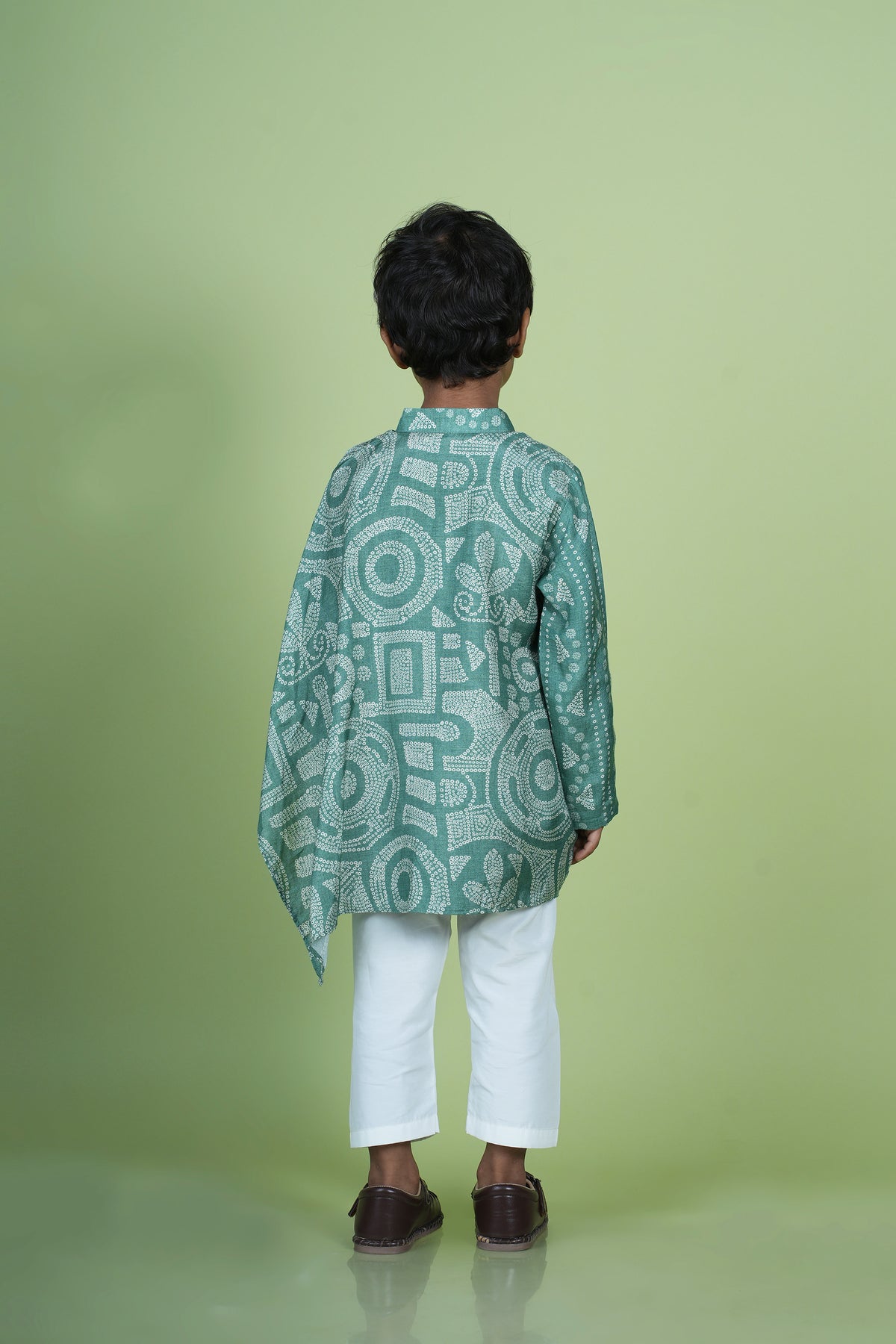 Sage Green Bandhani Stylish Cut Print Kurta & Pyjama Set