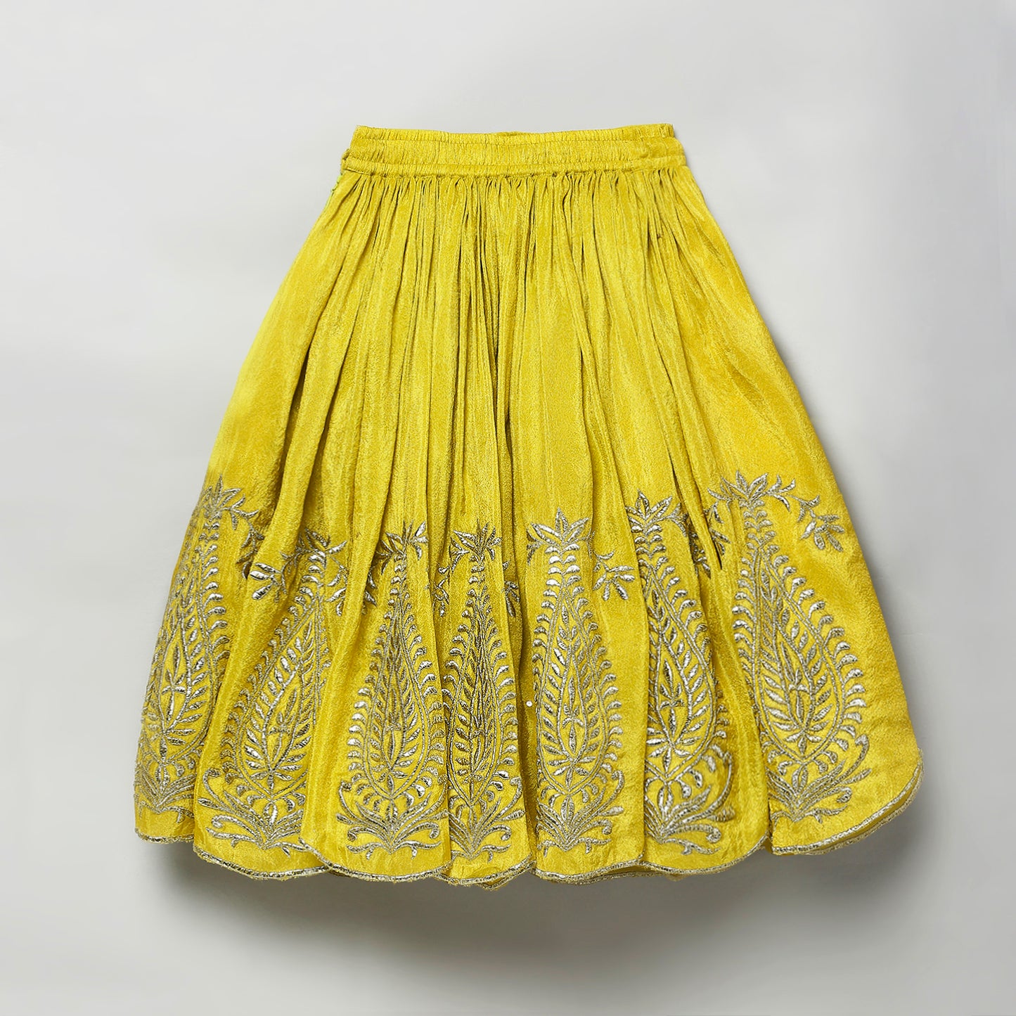 Brocade blouse with pearl tassels and embroidered scalloped lehenga with dupatta set