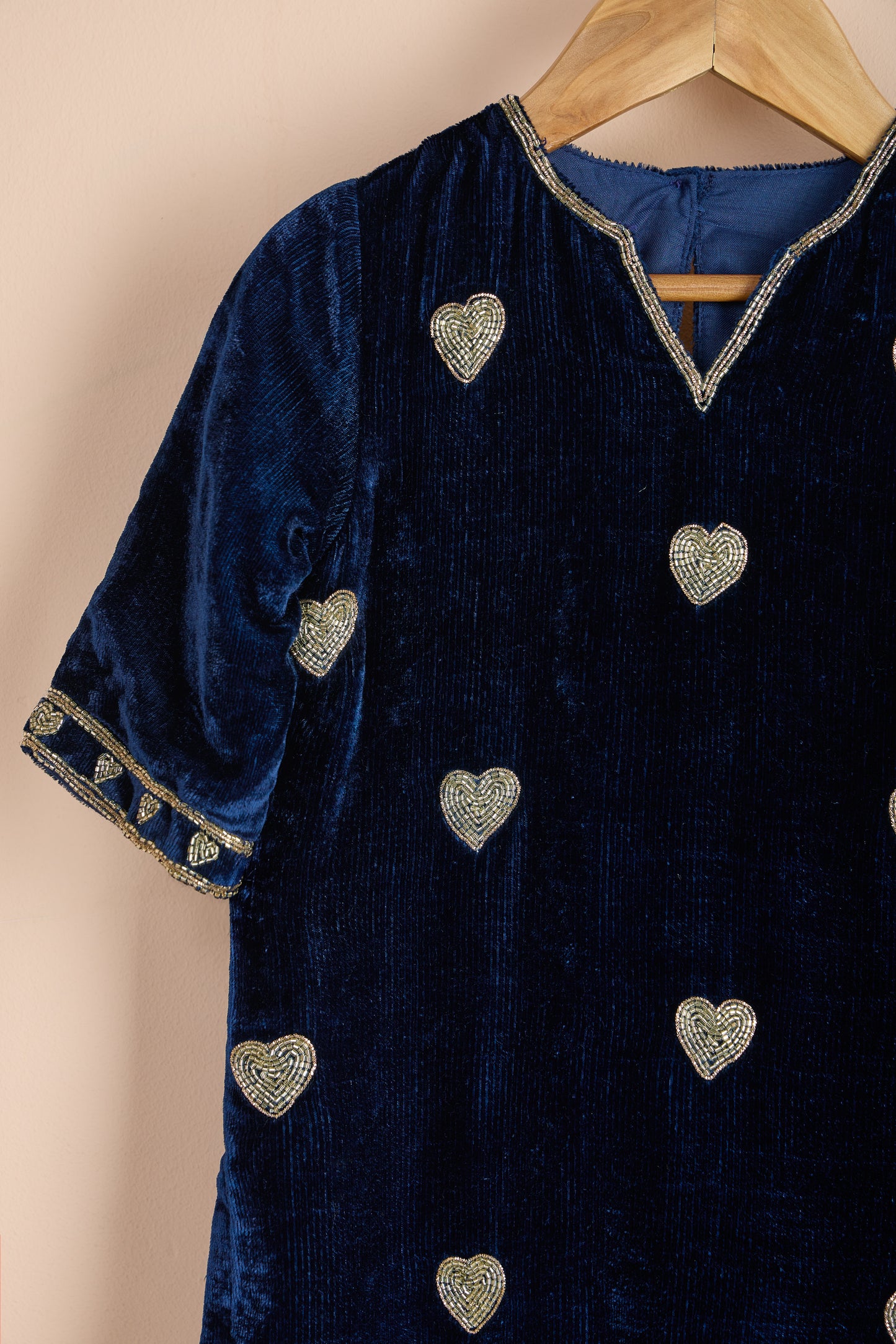 Blue Dilbar Velvet Zardozi Embroidered Pant Set