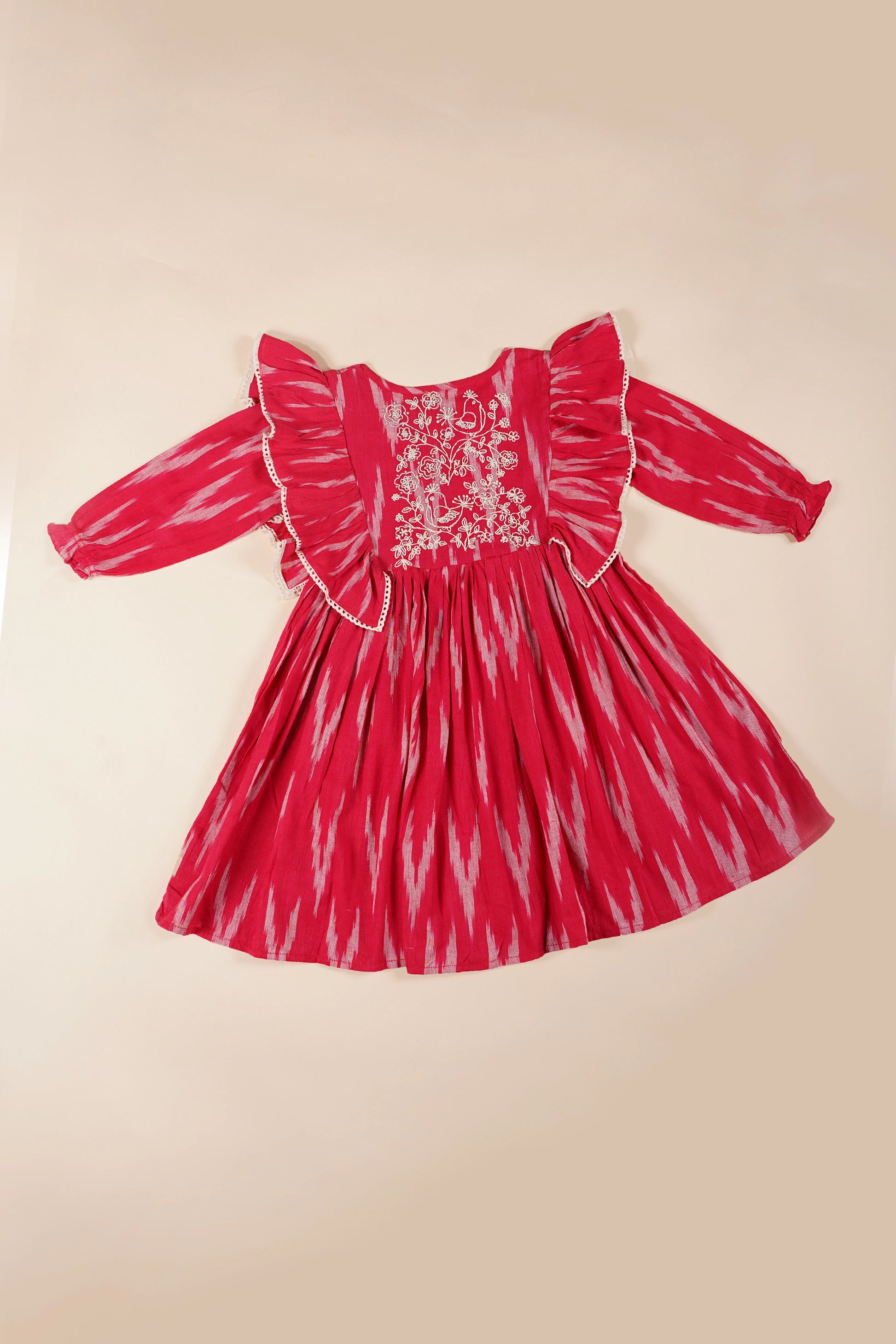 Pankhuri Embroidered Ikat Dress – styling view | Poochkie kids Indian ethnic wear