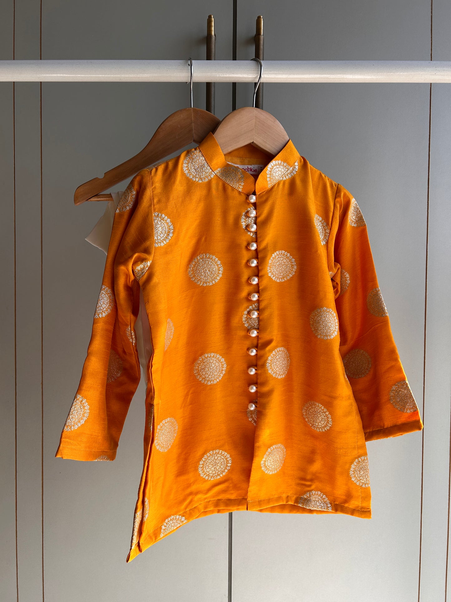 Yellow Festive Silk Kurta With Pyjama