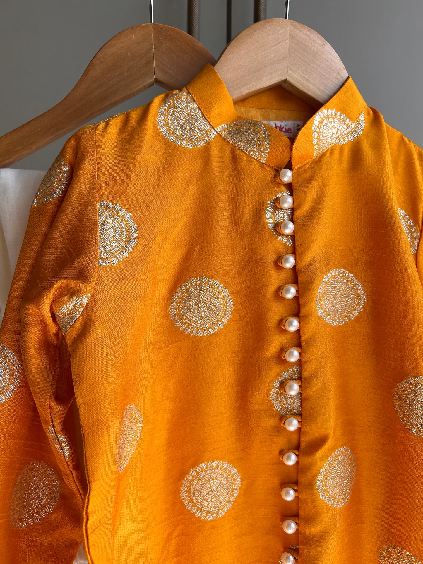 Yellow Festive Silk Kurta With Pyjama