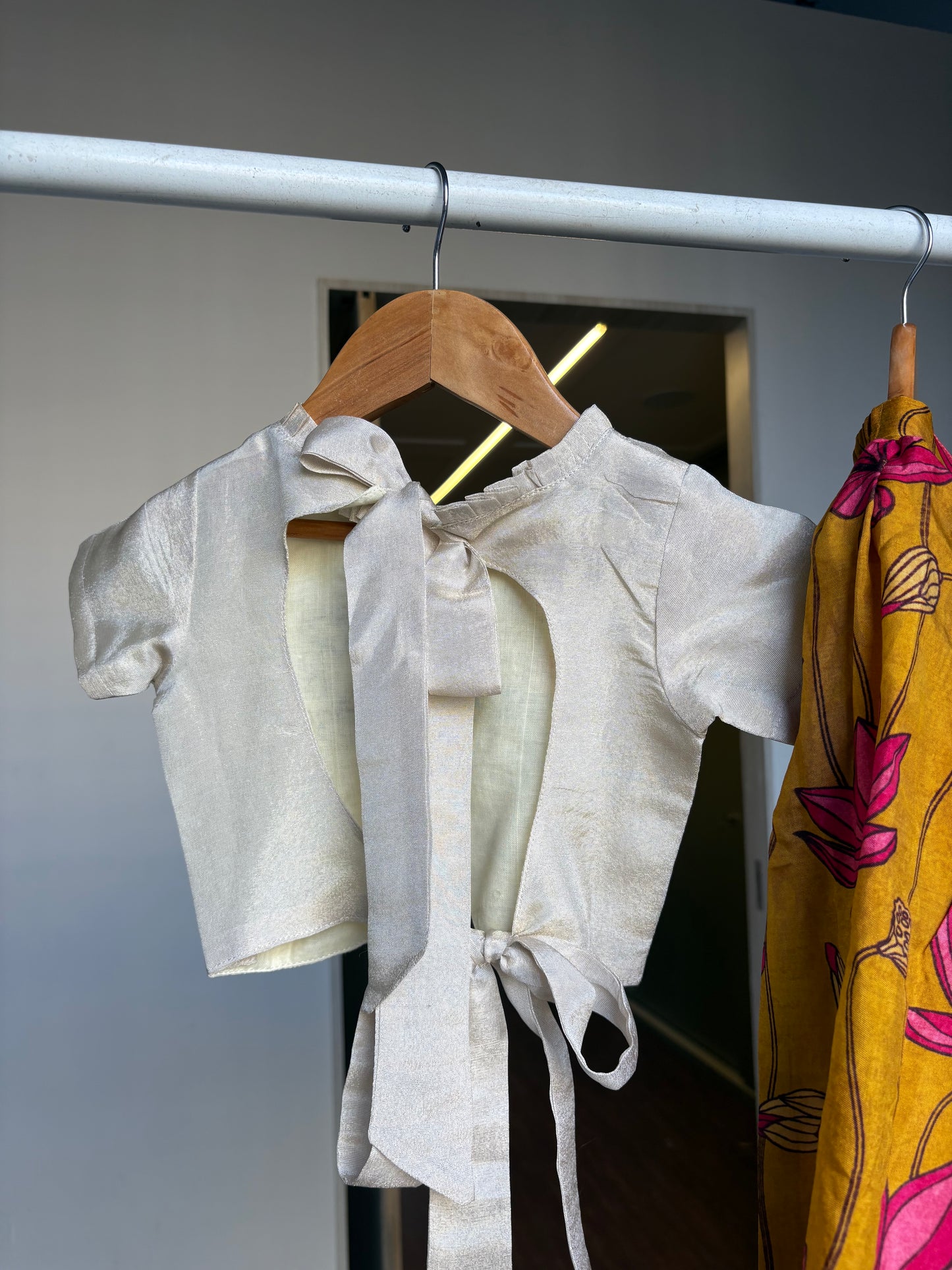 Ivory & Mustard Floral Moti Embroidery Top & Palazzo Set