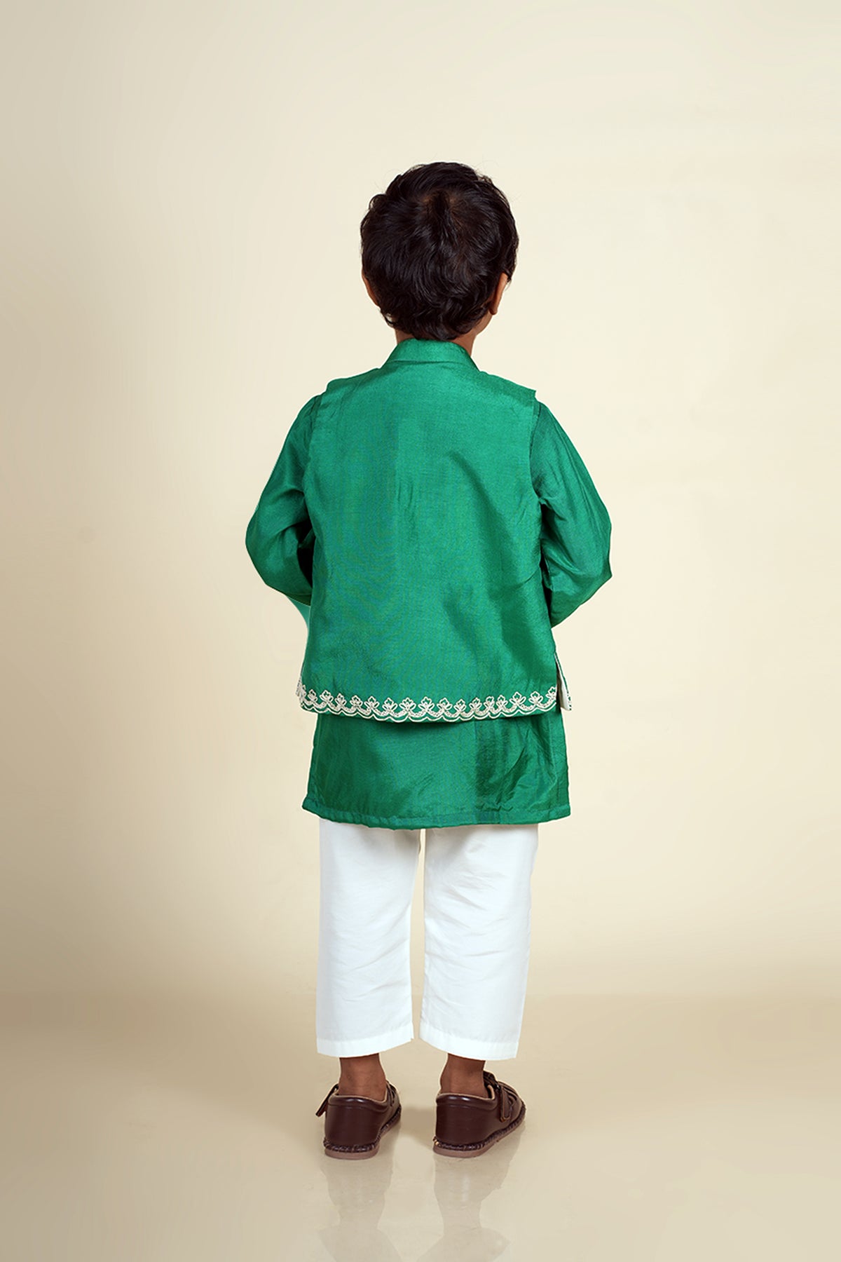 Emerald Green Dori Work Jacket Kurta Set