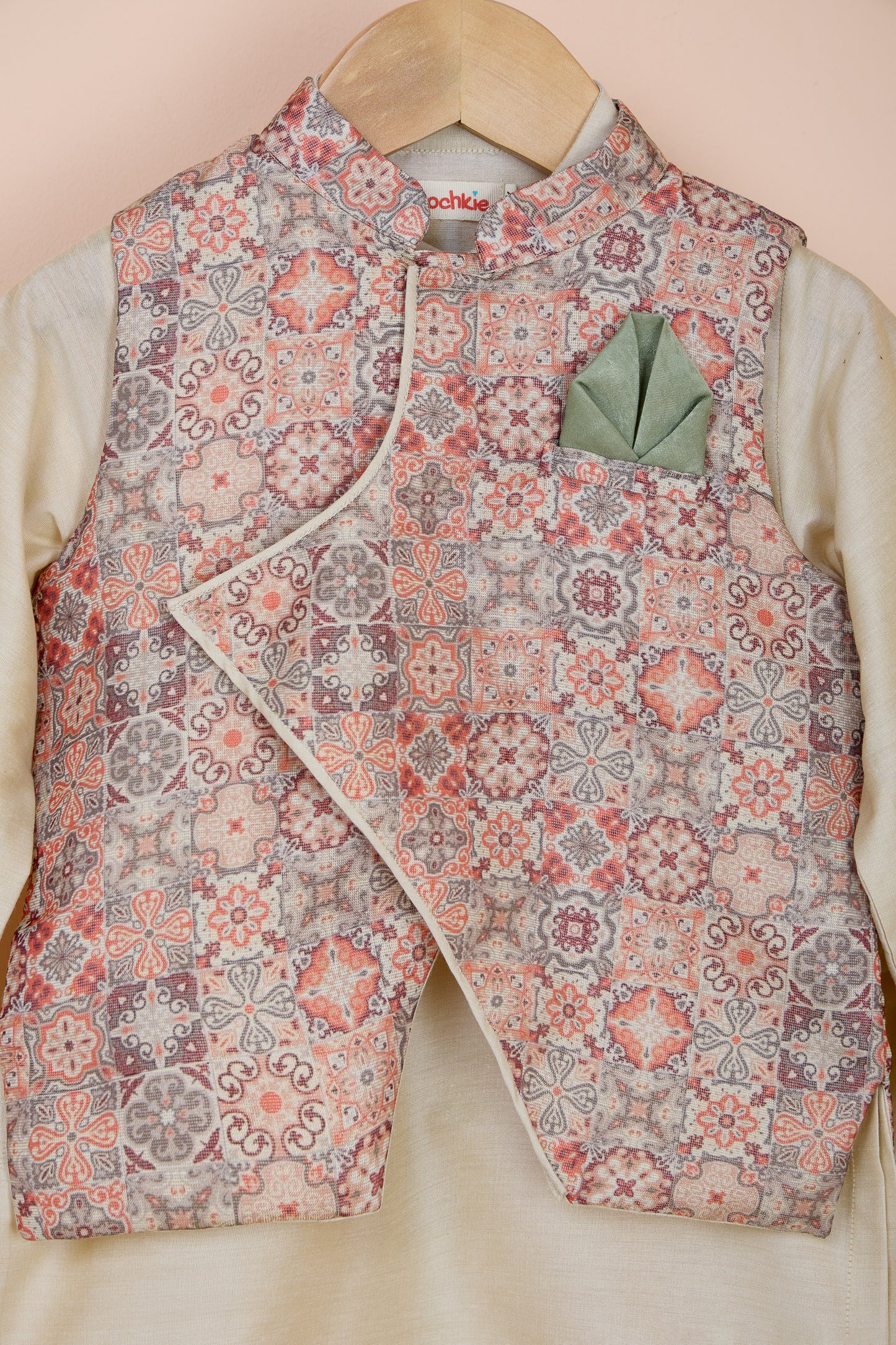 Shubho Beige Kurta And Stylish Jacket With Dhoti