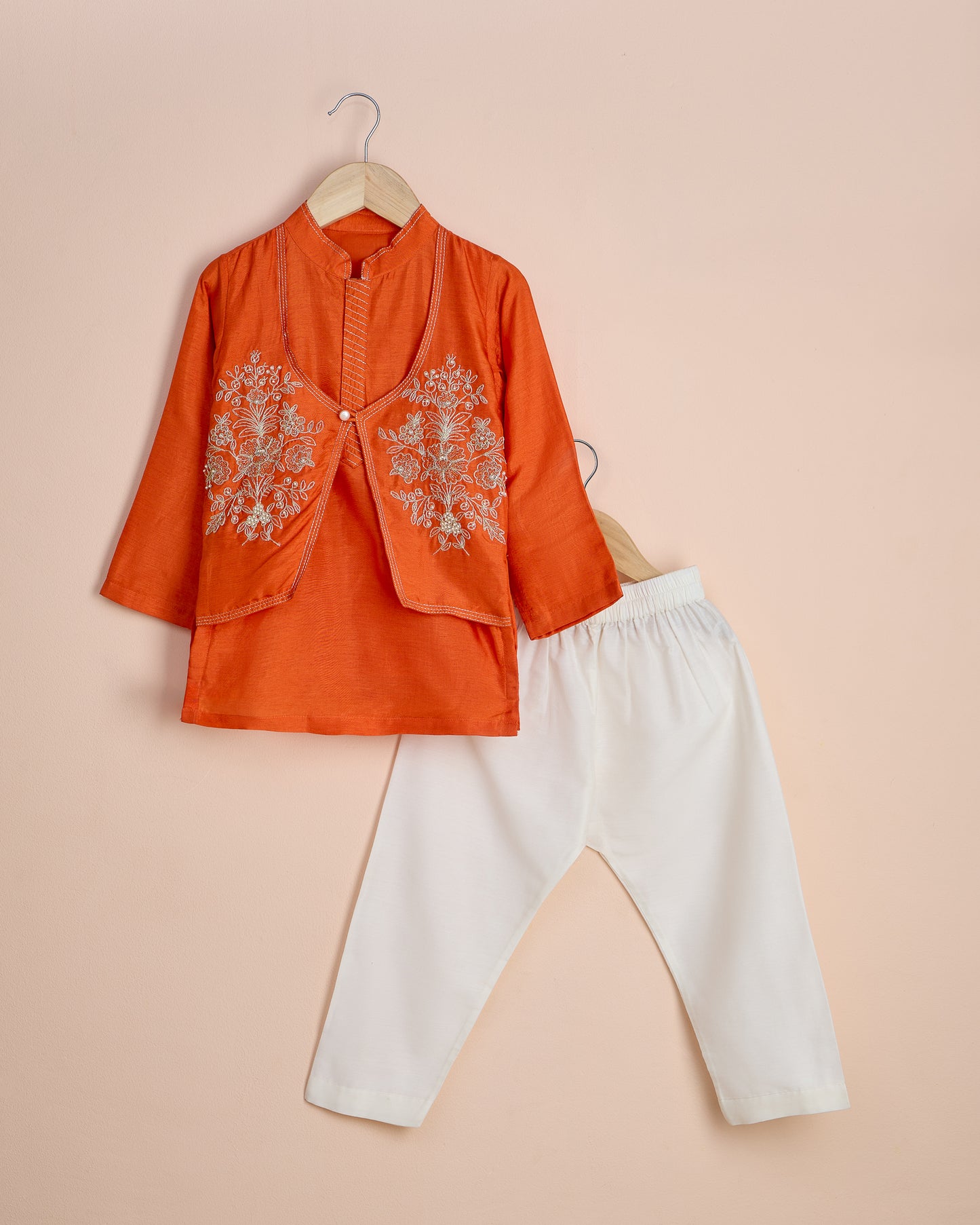 Rust Dori Moti Work Kurta Set