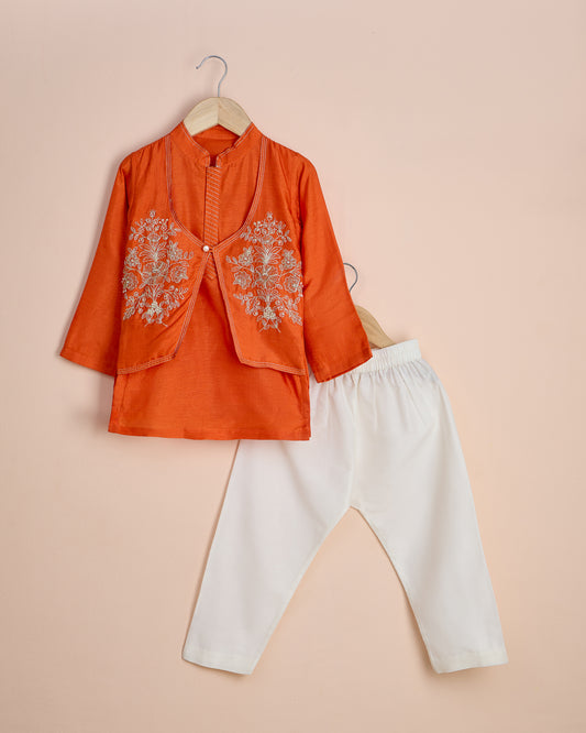Rust Dori Moti Work Kurta Set