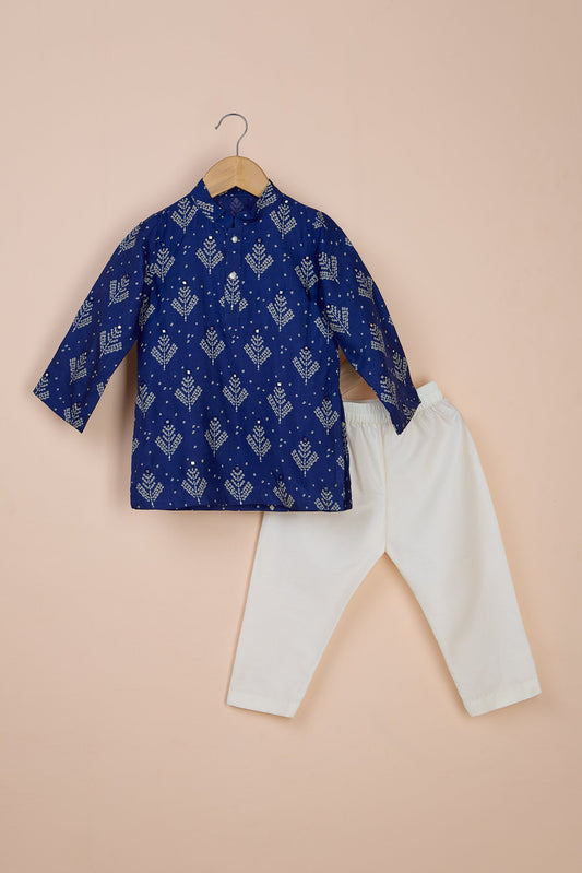 Nilima Printed Blue Kurta And Pyjama (Ready To Ship)