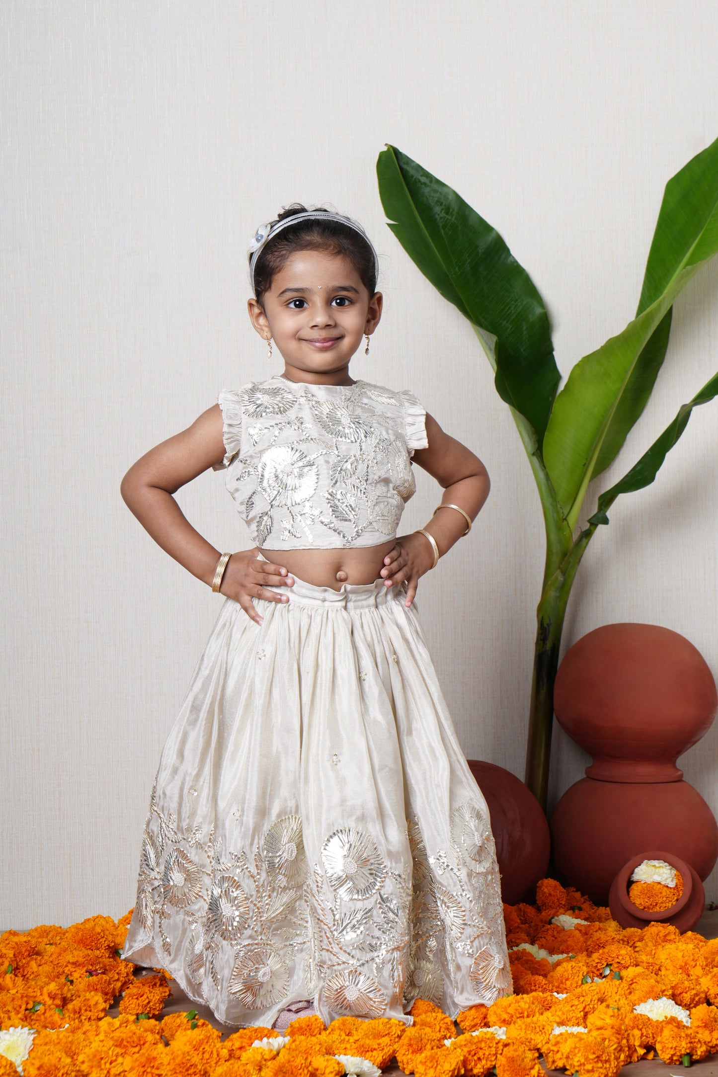 Cauvery Gota Work Embroidered Top And Lehenga