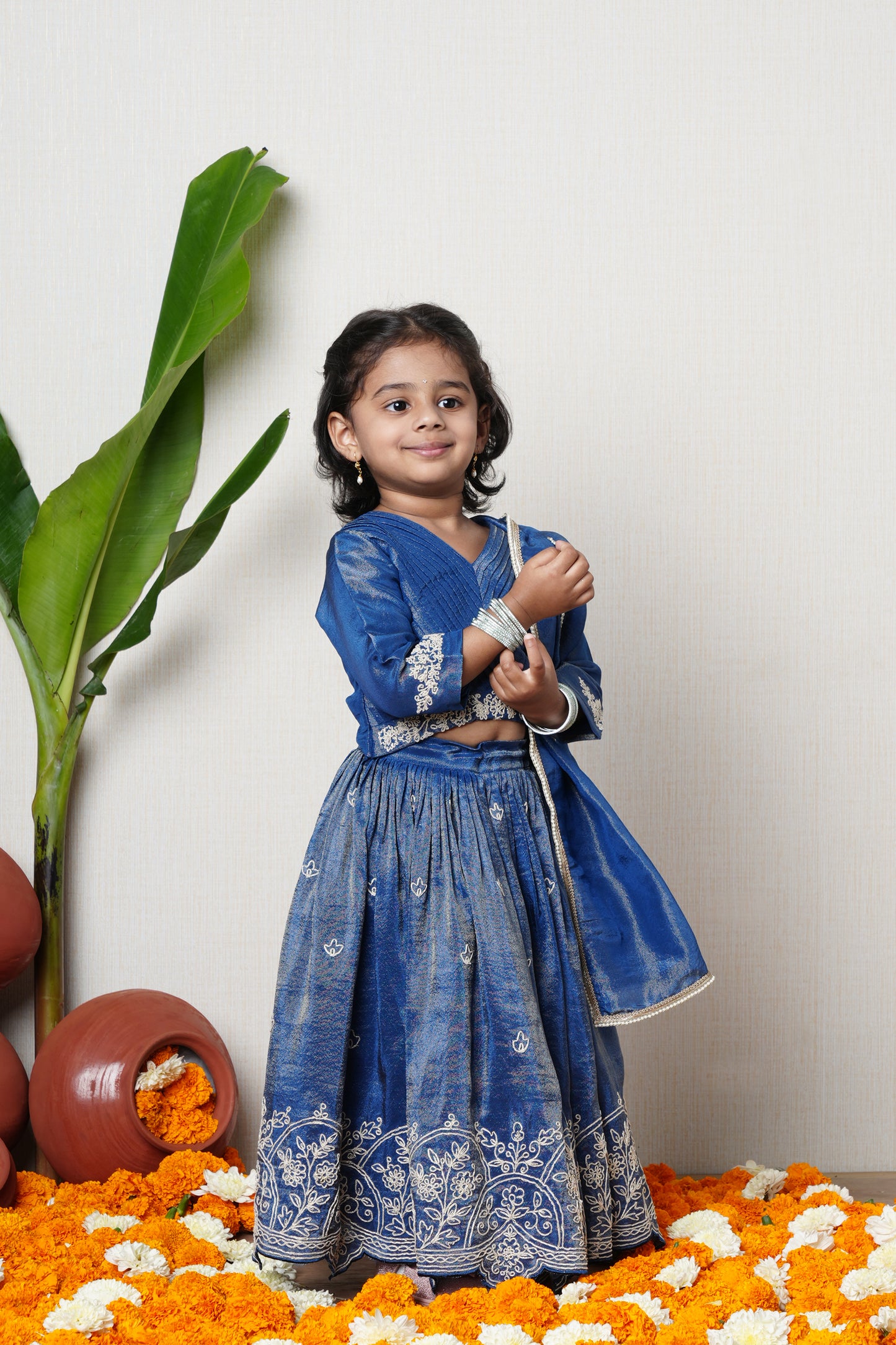 Twilight Blue Embroidered Lehenga Set