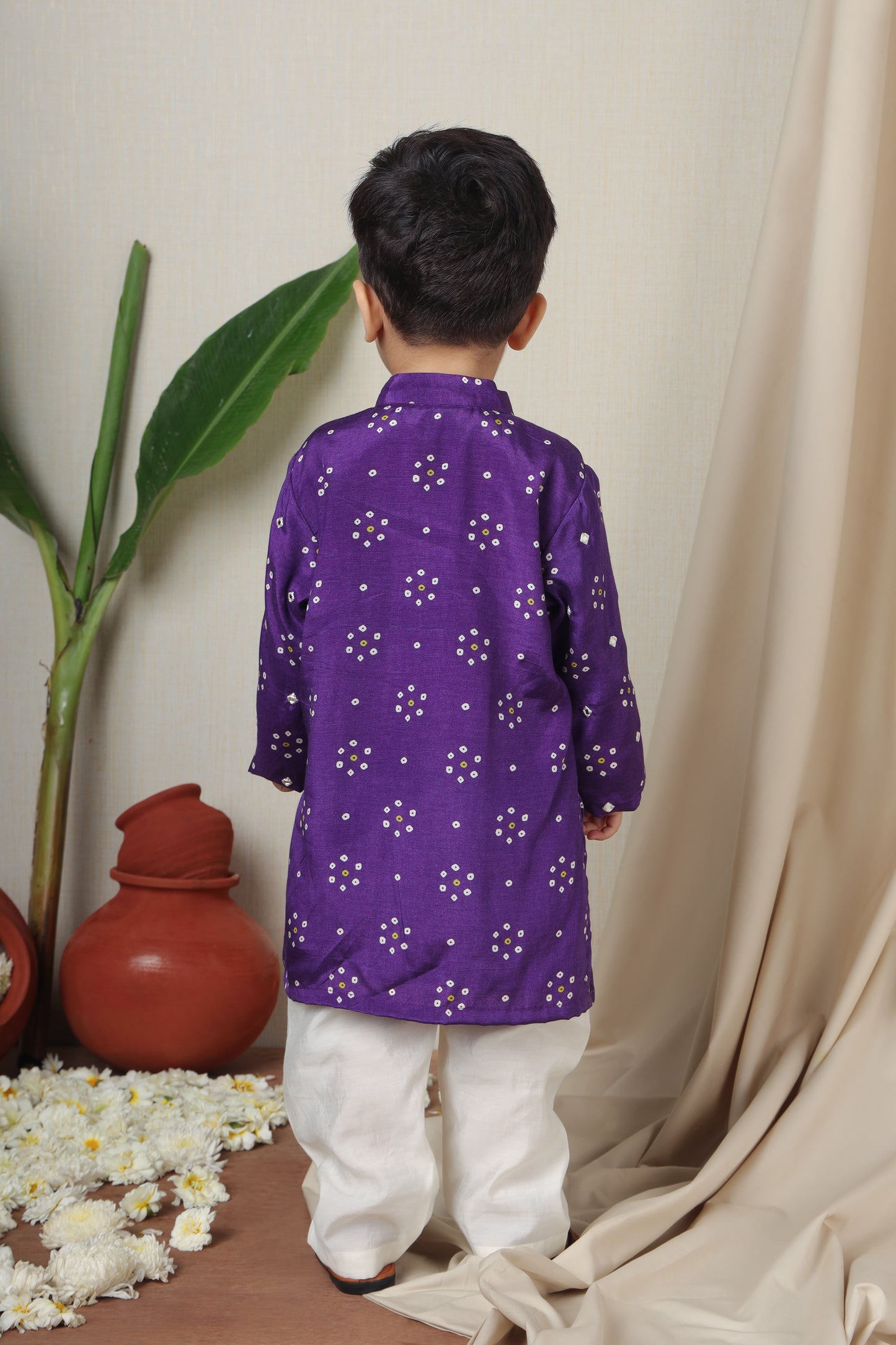 Festive Bandhani Purple Kurta Set