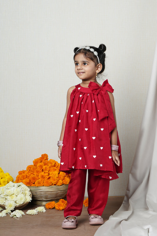 Little Hearts Bow Co-ord Set (Ready To Ship)