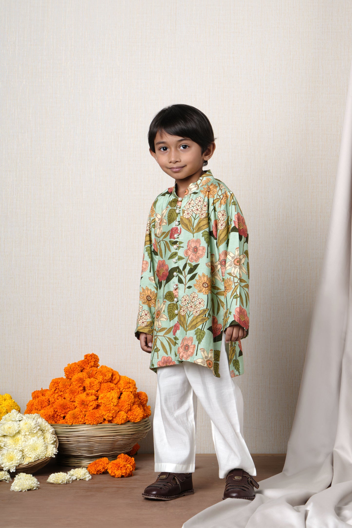 Mint Green Floral Kurta Set