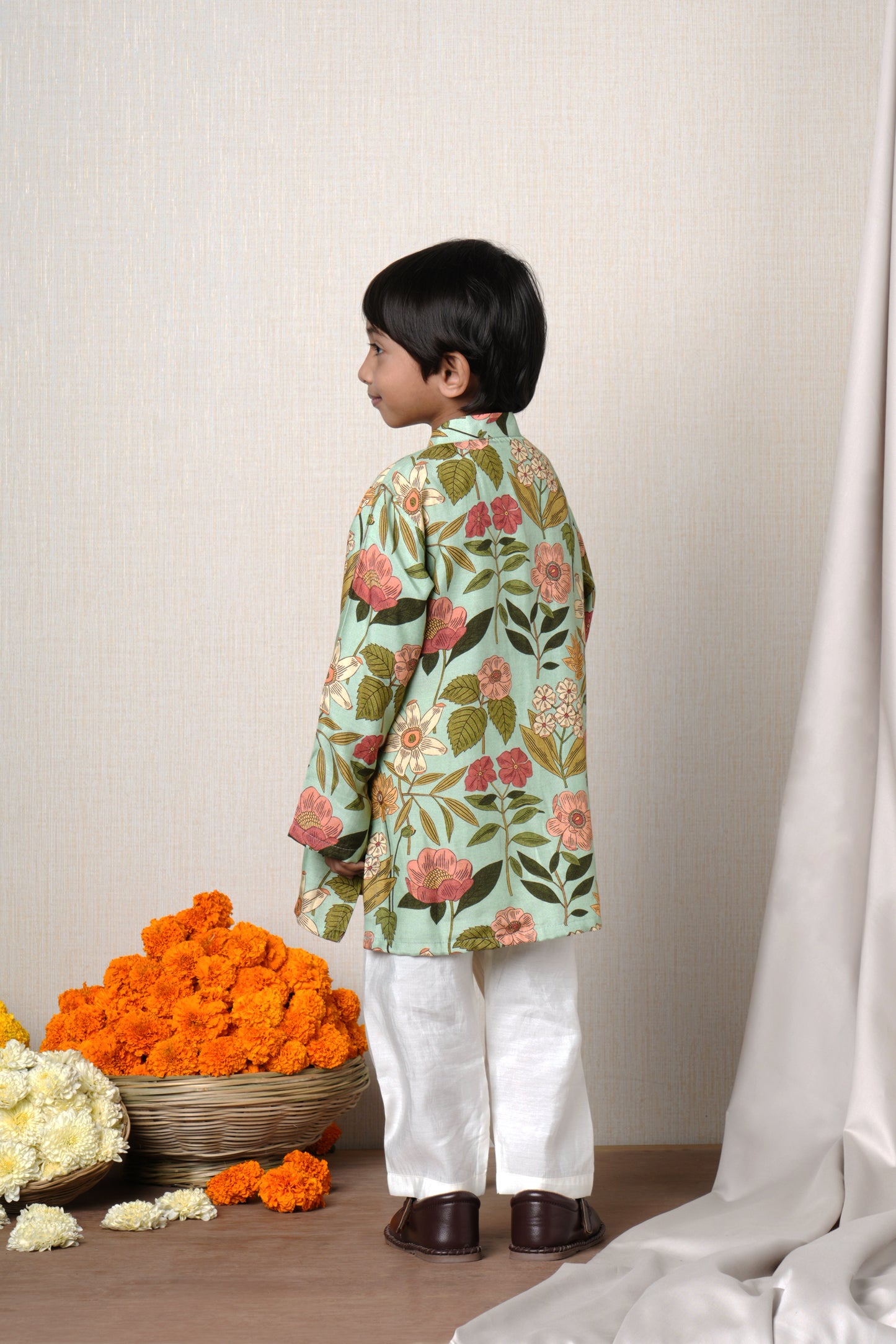 Mint Green Floral Kurta Set