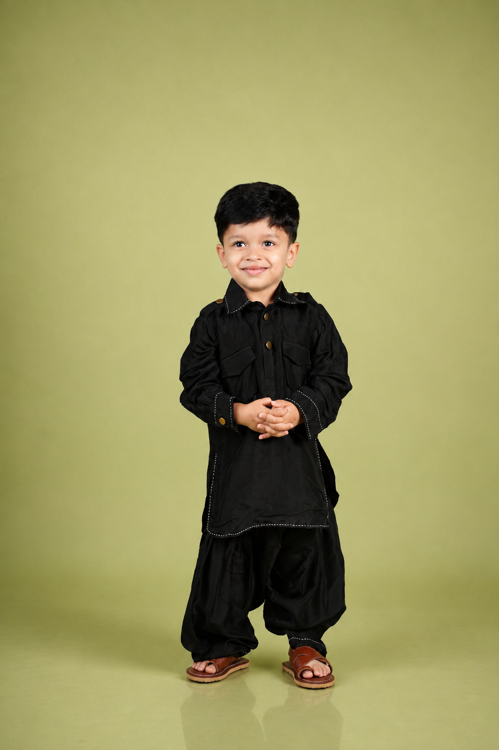 Black Pathani Kurta Set