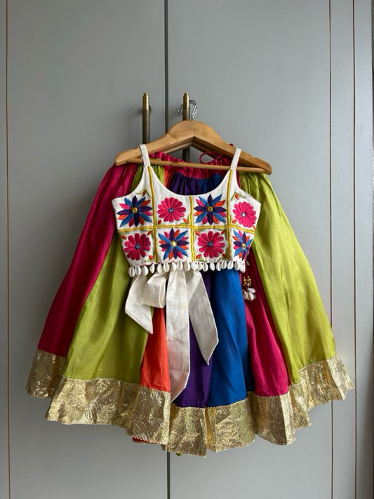 Multicolour Resham Work Lehenga Blouse Set