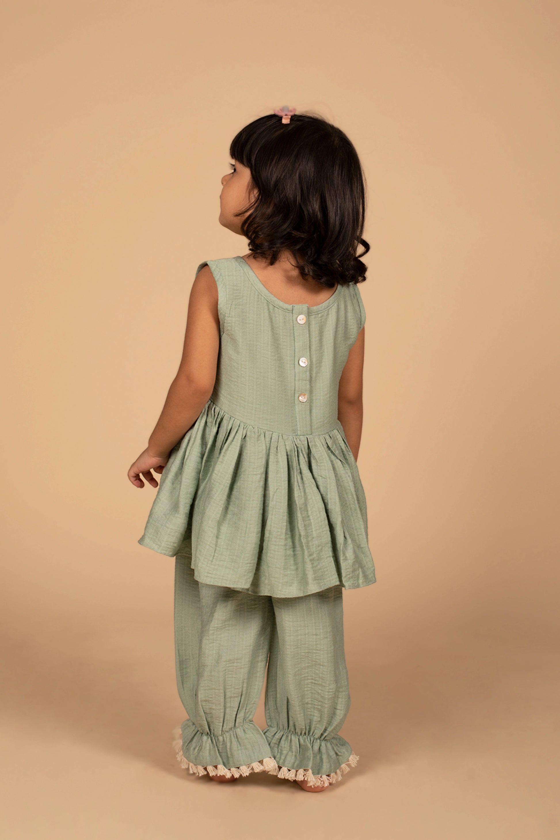 Sunflower Field Peplum Top and Pant Set – detail view | Poochkie kids Indian ethnic wear