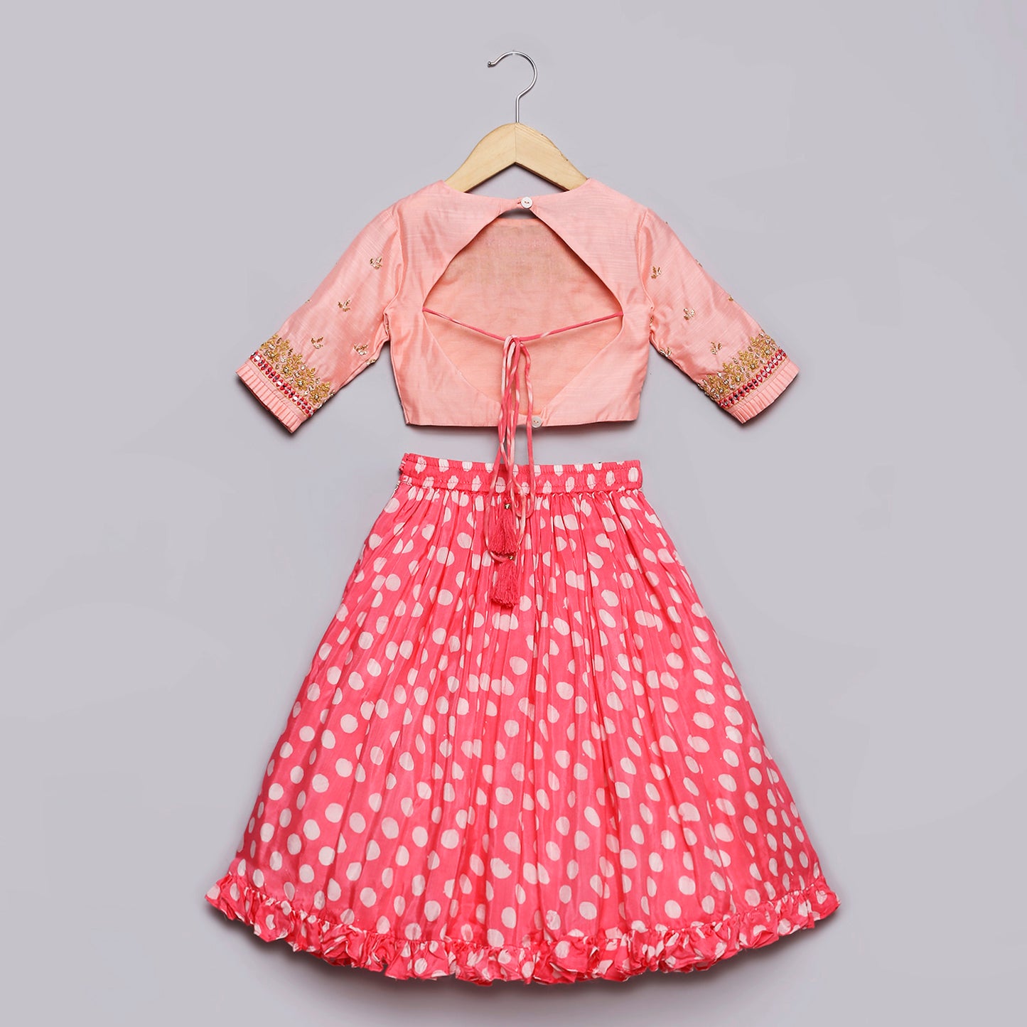 Dori & mirror work embroidered lehenga And printed choli set  with enhanced tassels