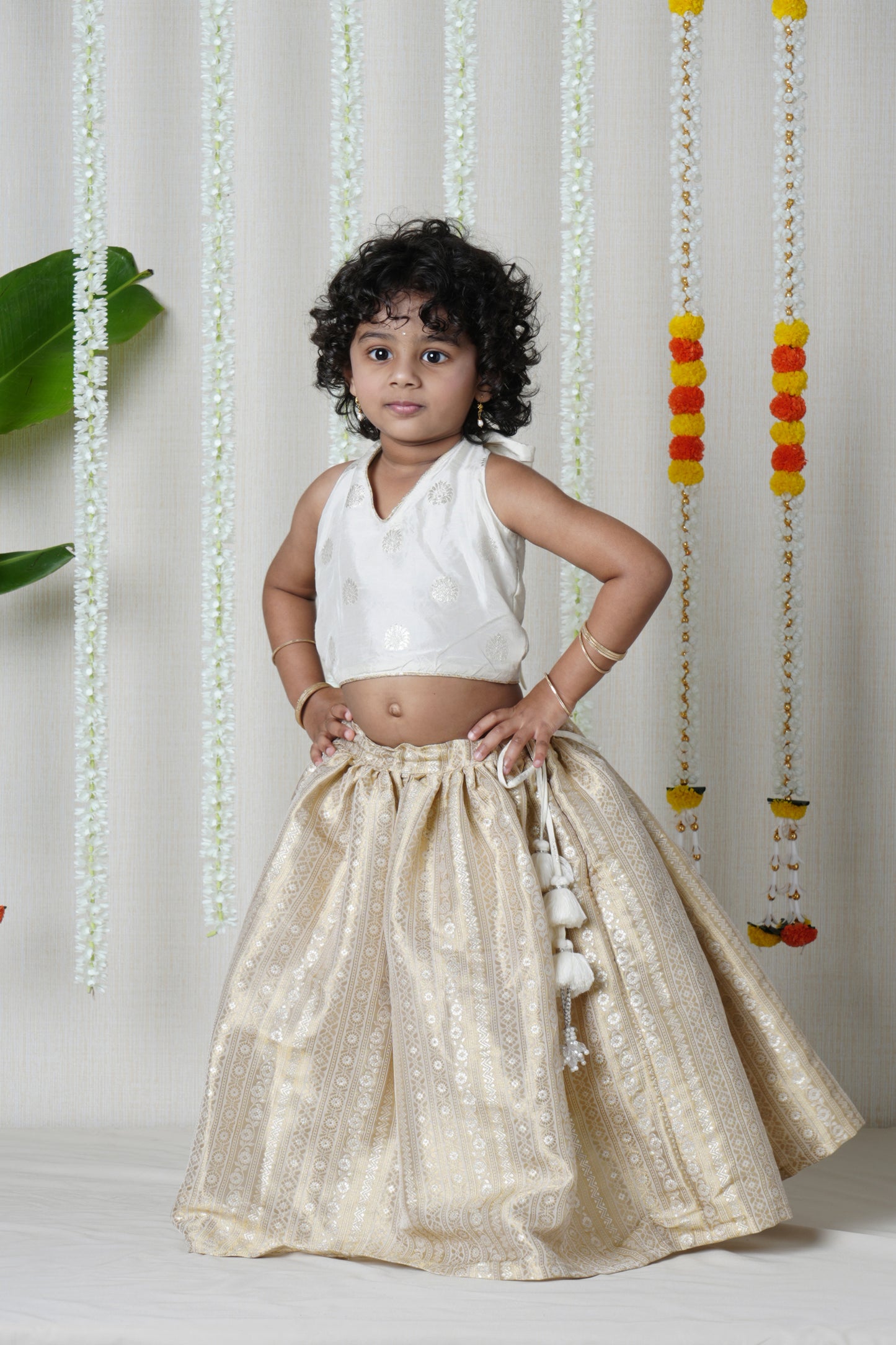 Chandrika Halter Neck Blouse And Brocade Lehenga Set