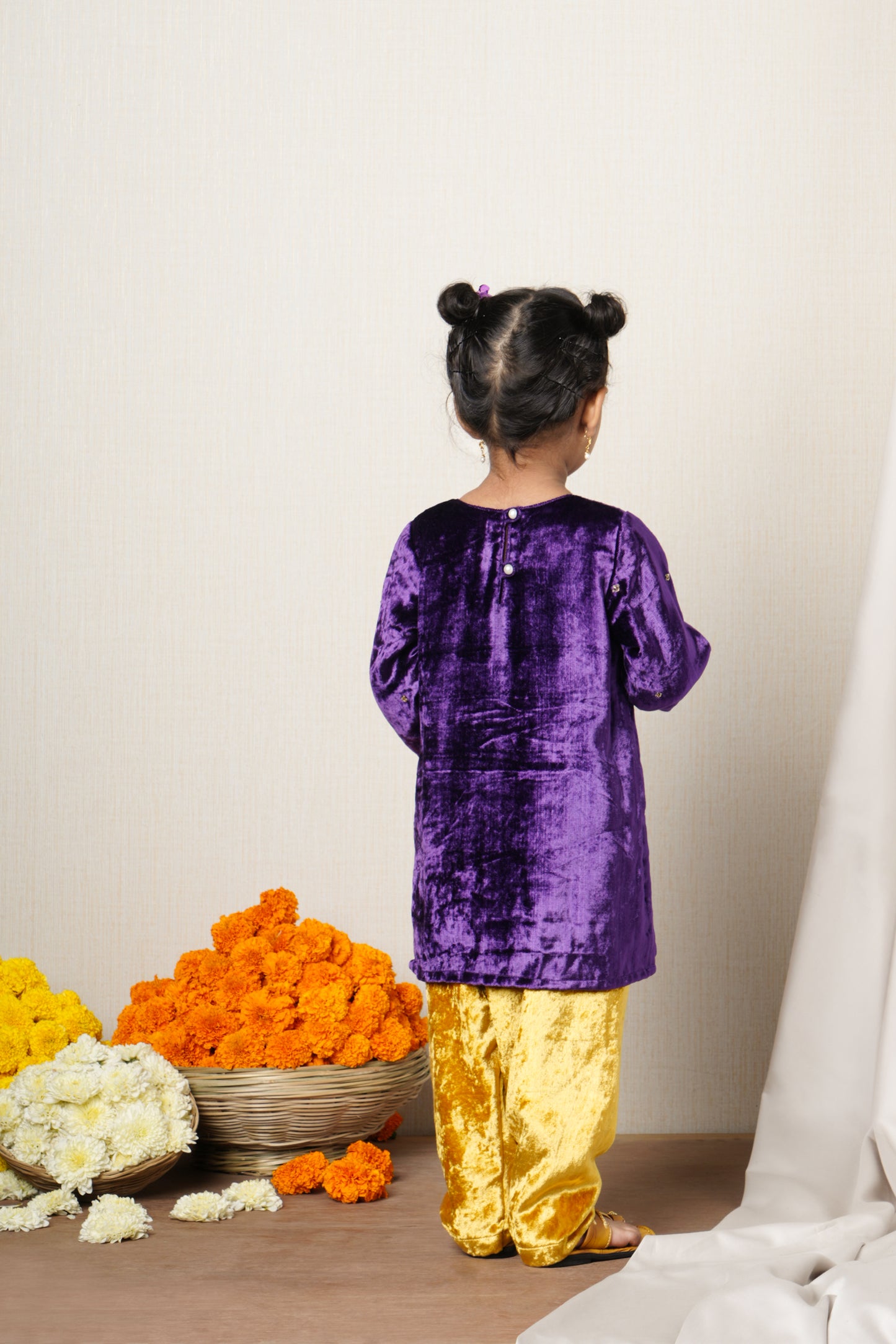 Mahira Purple Velvet Zardozi Kurti Set